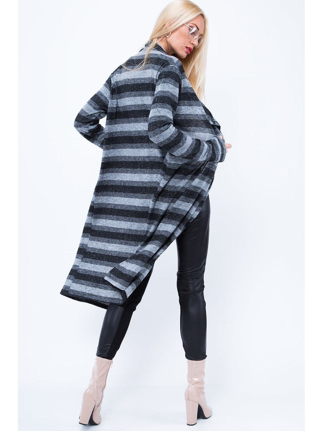 Gray striped cardigan MP16152 - Online store - Boutique